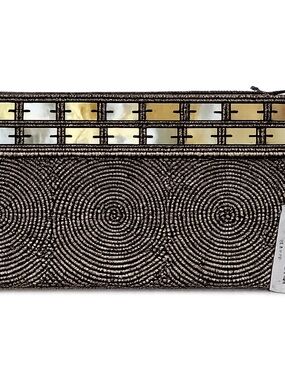 Pink House Gun Metal Beaded Wristlet Wallet NWT